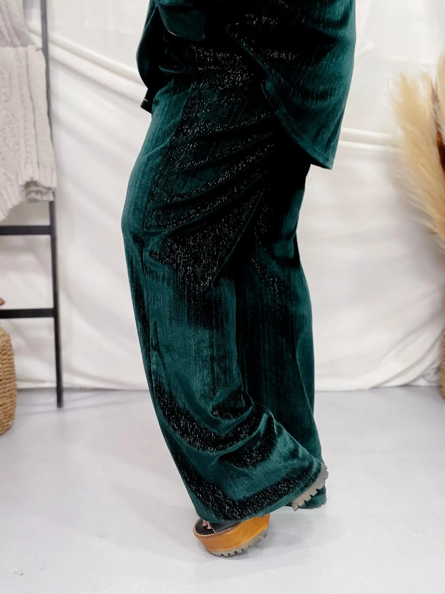 Green Velvet Straight-Leg Pants FINAL SALE