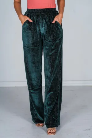 Green Velvet Straight-Leg Pants FINAL SALE