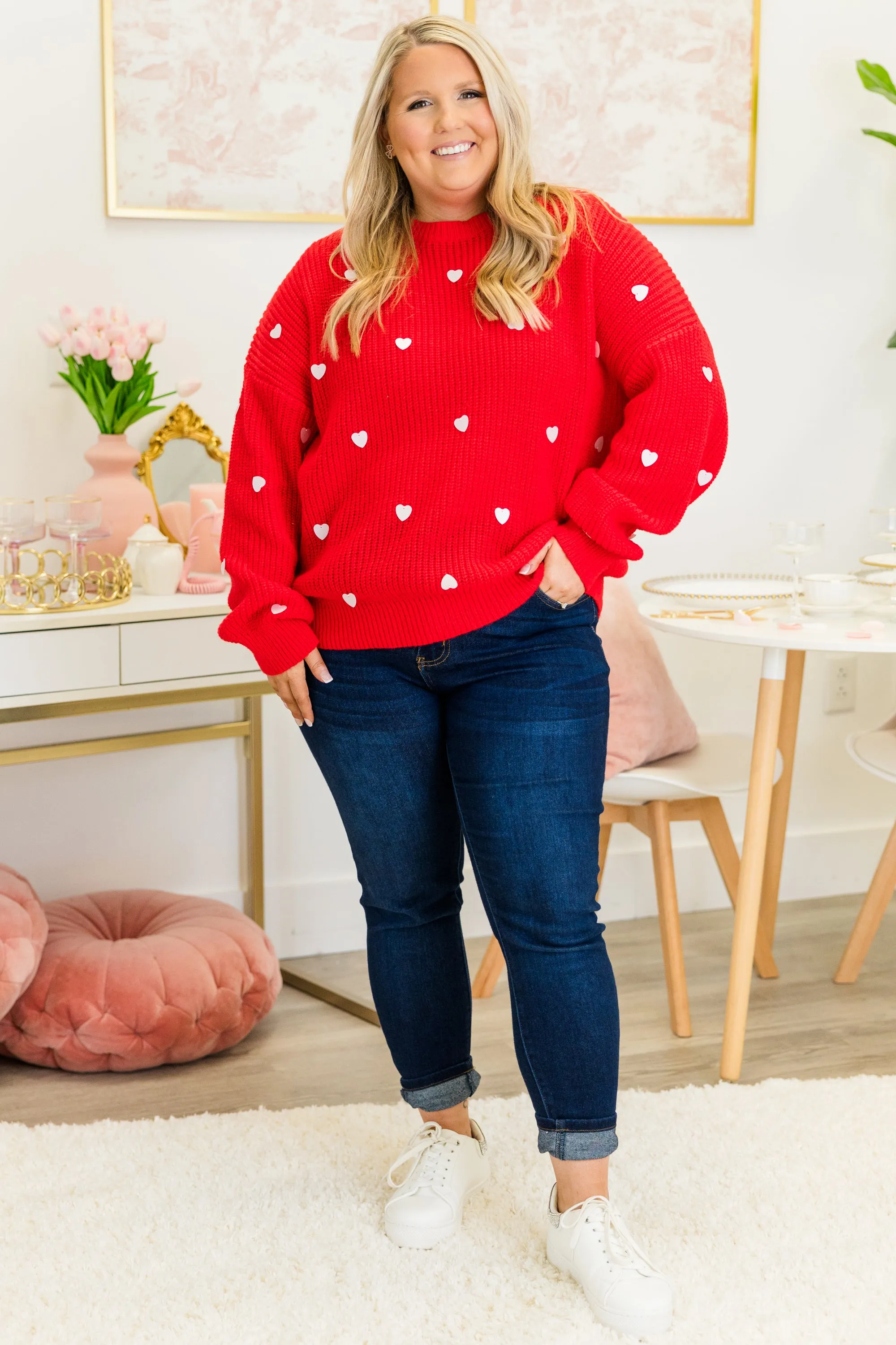 Heartbeat Tempo Sweater, Red