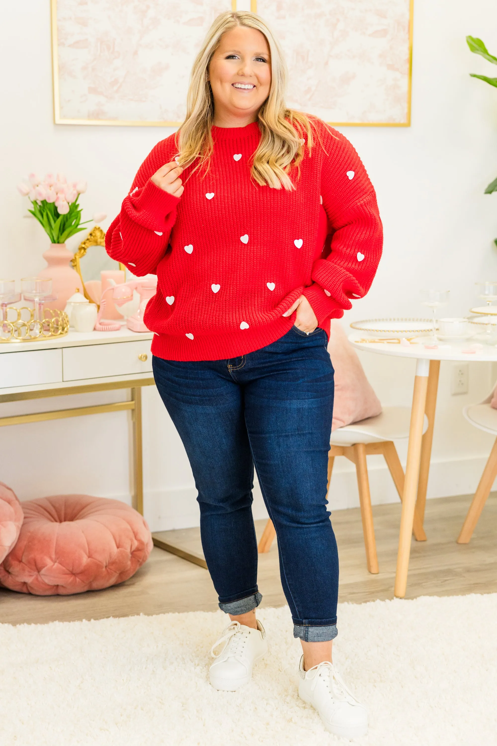Heartbeat Tempo Sweater, Red