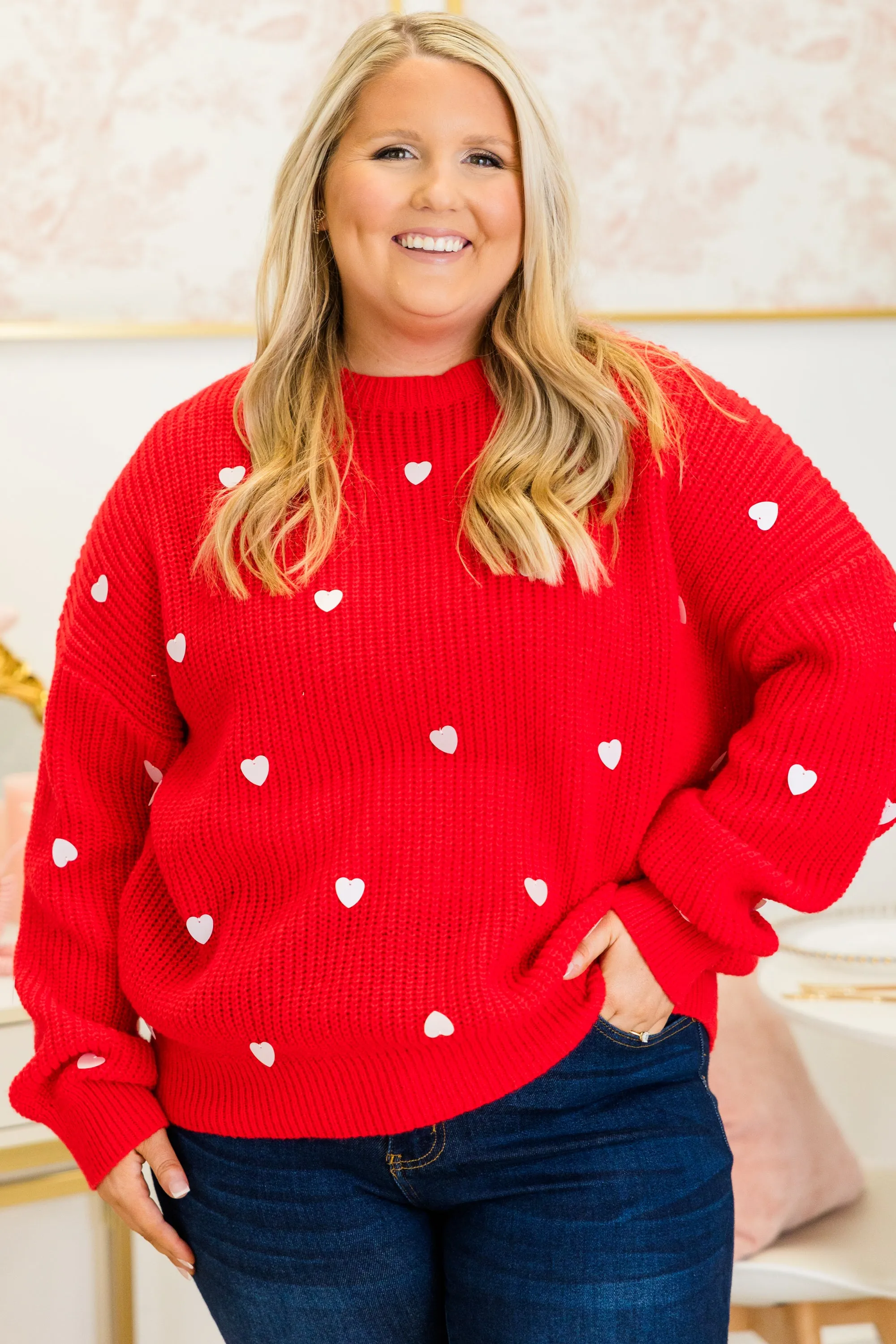 Heartbeat Tempo Sweater, Red