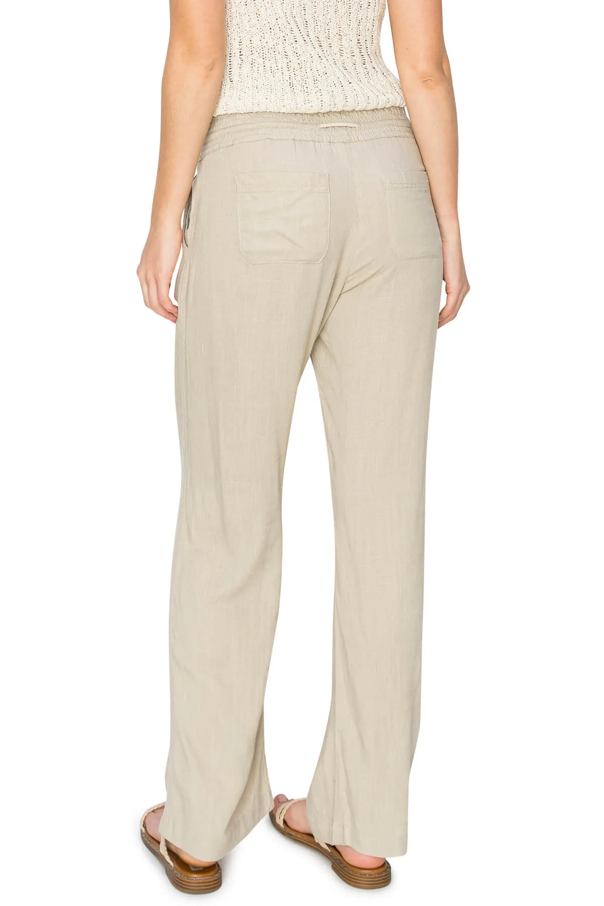 High Waist Relaxed Lounge Beach Pants - Khaki