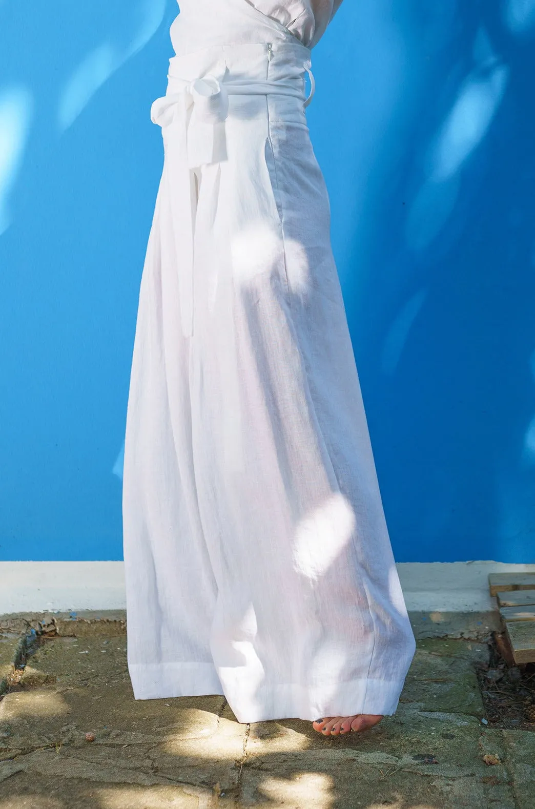 High Waisted Linen Palazzo Pants