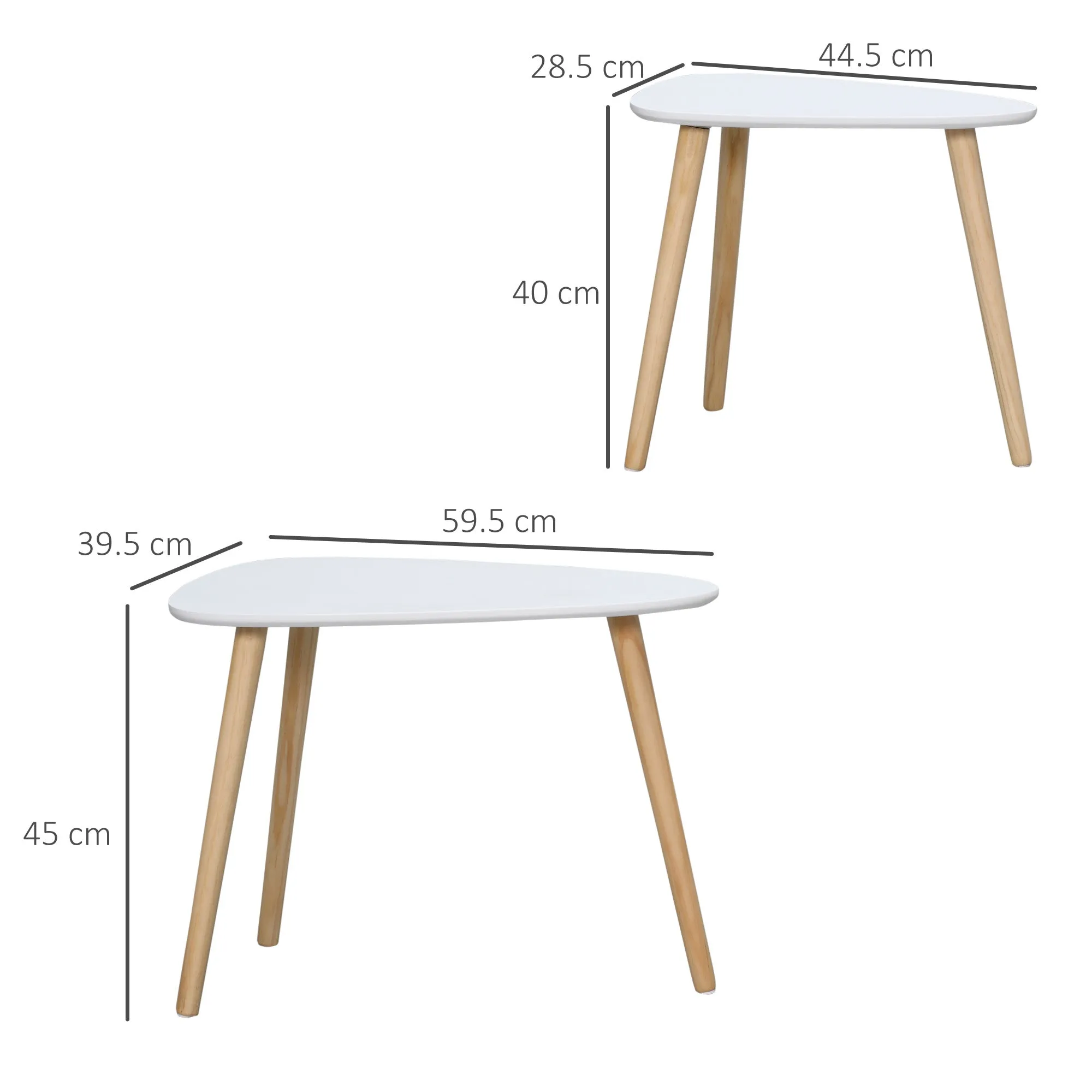 HOMCOM Side Table Set of 2, Modern End Coffee Bedside Tables White Natural