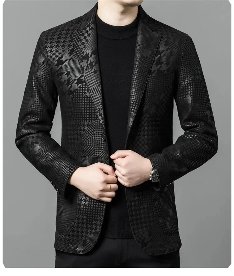 Houndstooth High-End Real Leather Blazers