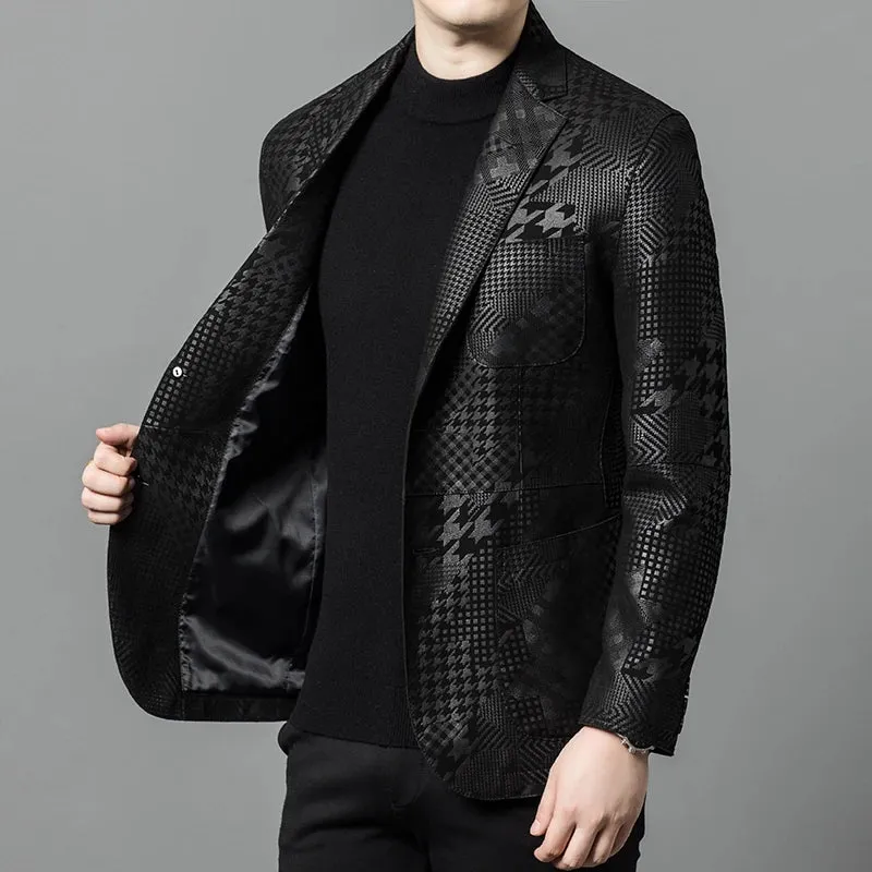 Houndstooth High-End Real Leather Blazers
