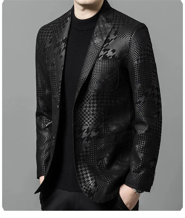 Houndstooth High-End Real Leather Blazers