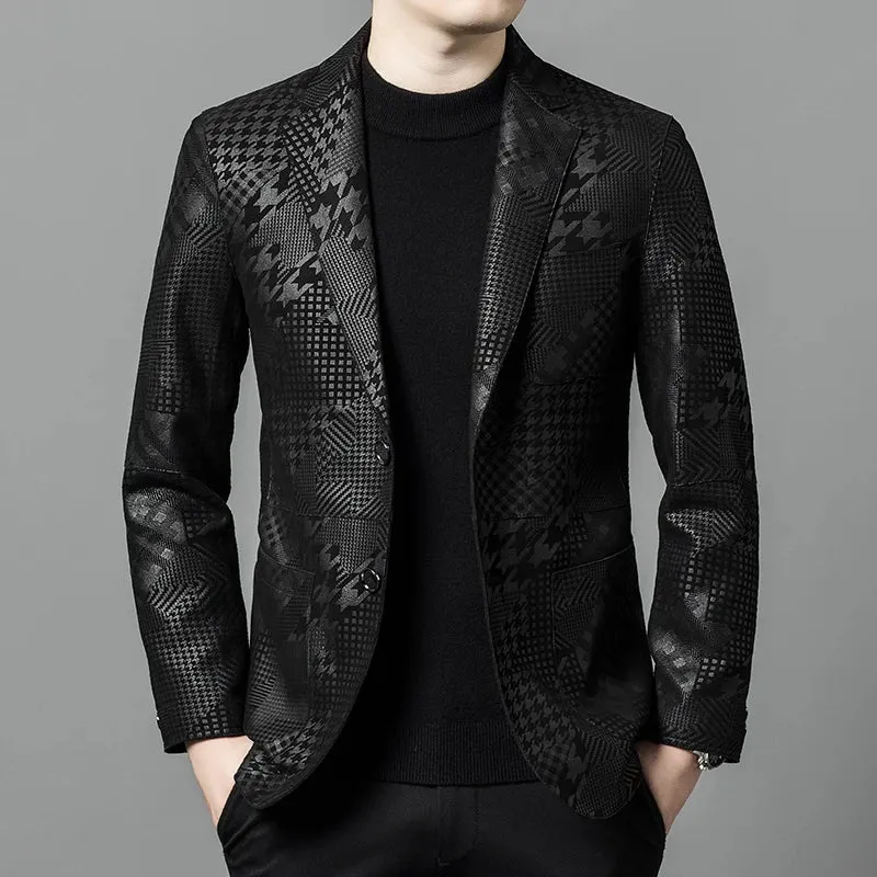 Houndstooth High-End Real Leather Blazers