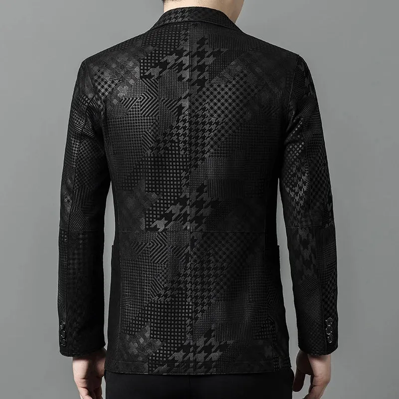 Houndstooth High-End Real Leather Blazers