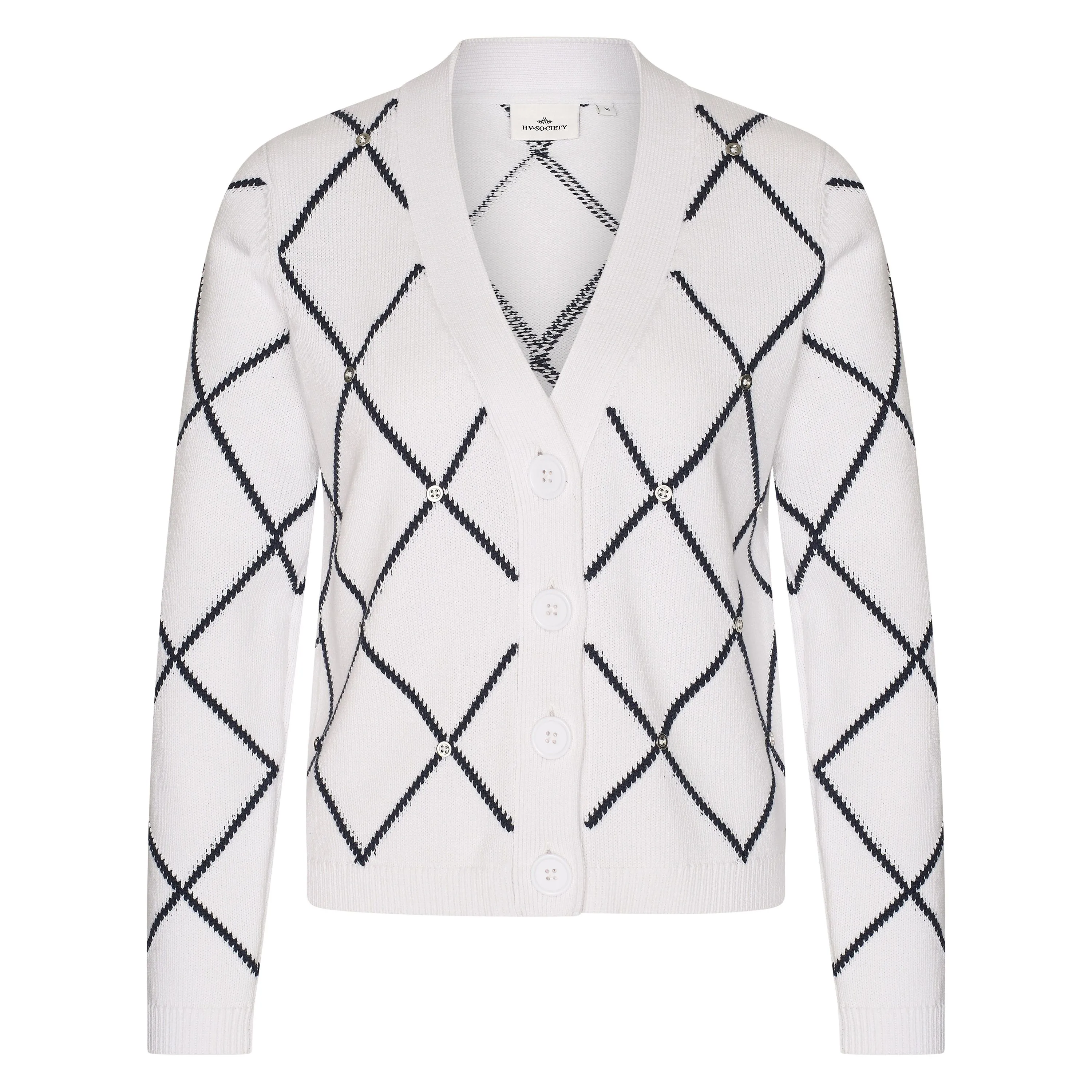 Hv Society Hope Argyle V-Neck Cardigan