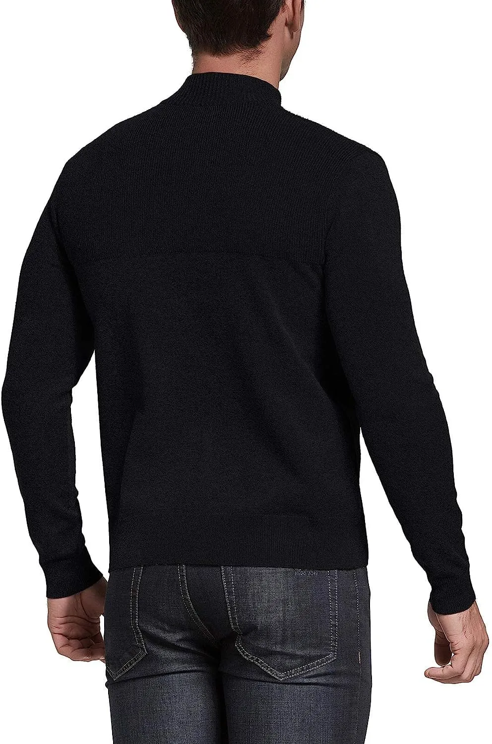 Iceglad Mens Slim Fit Zip Up Mock Neck Polo Sweater Casual Long Sleeve Sweater and Pullover Sweaters with Ribbing Edge