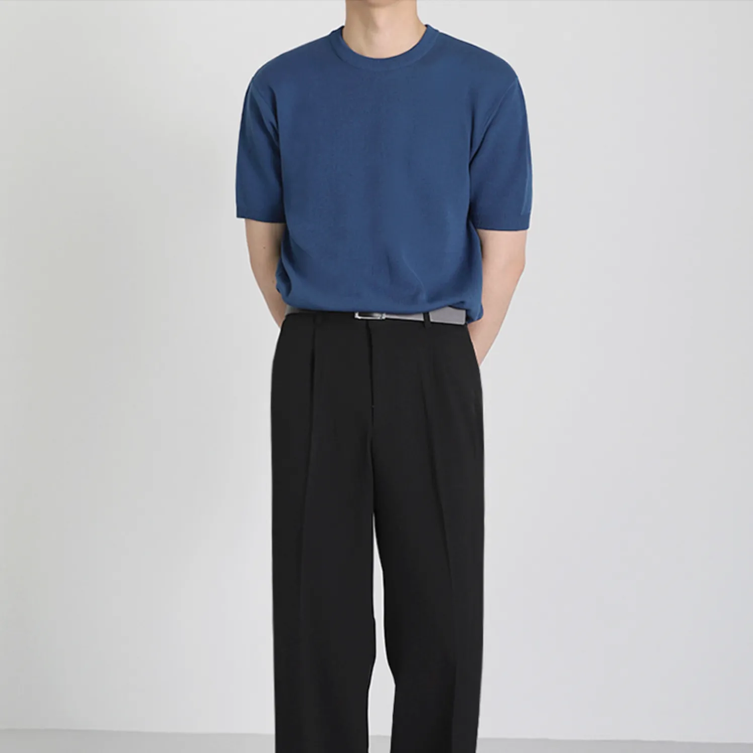 [Korean Style] 2 Colors Solid Short Sleeved T-shirt