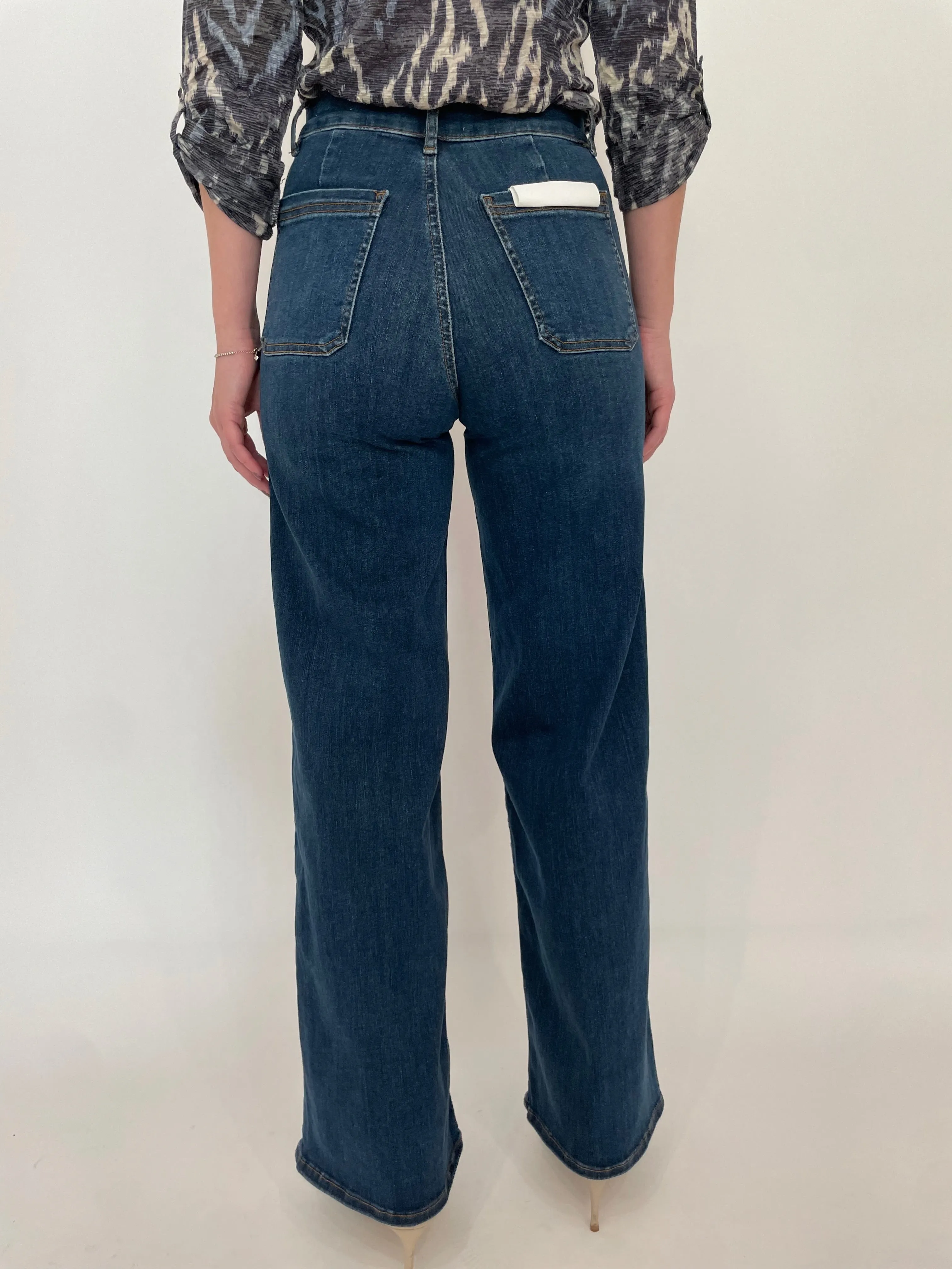 Le Slim Palazzo Bardot Pocket Jeans - Cursive