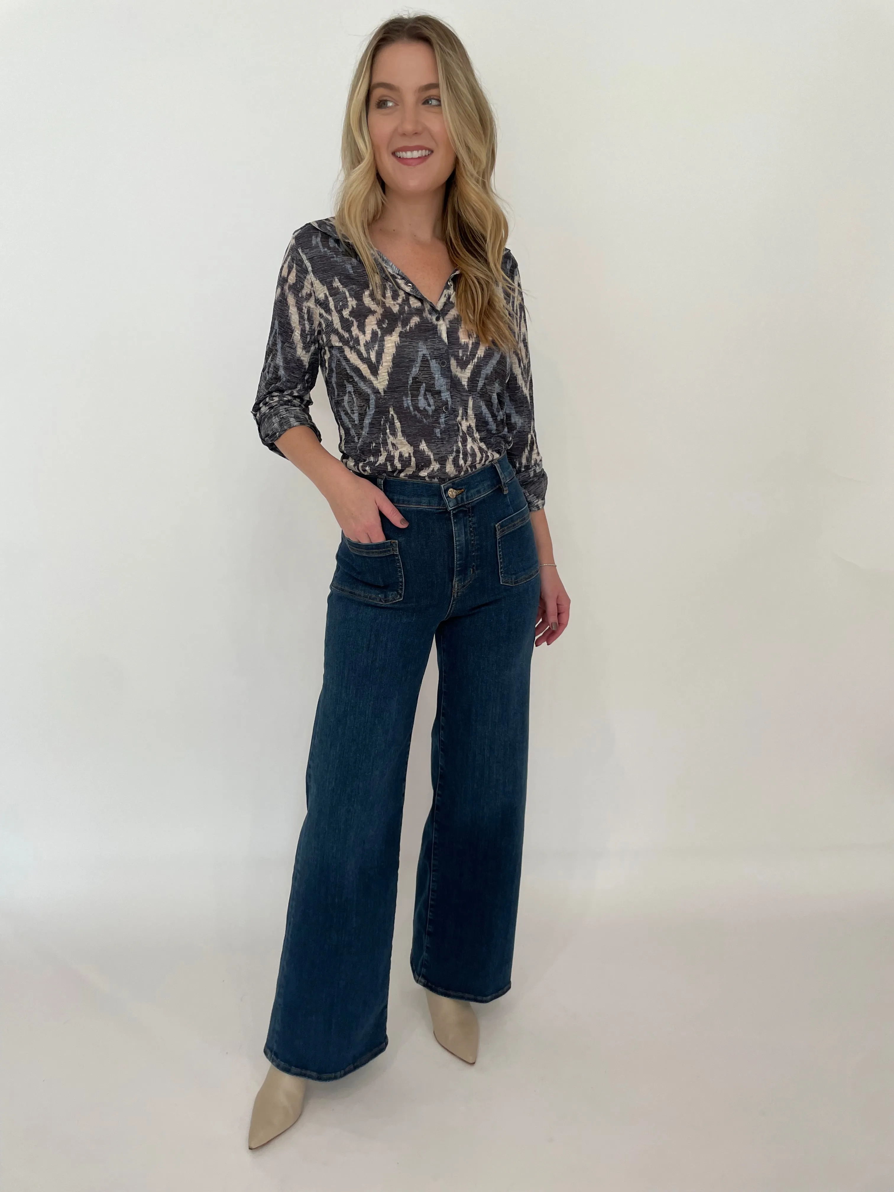 Le Slim Palazzo Bardot Pocket Jeans - Cursive