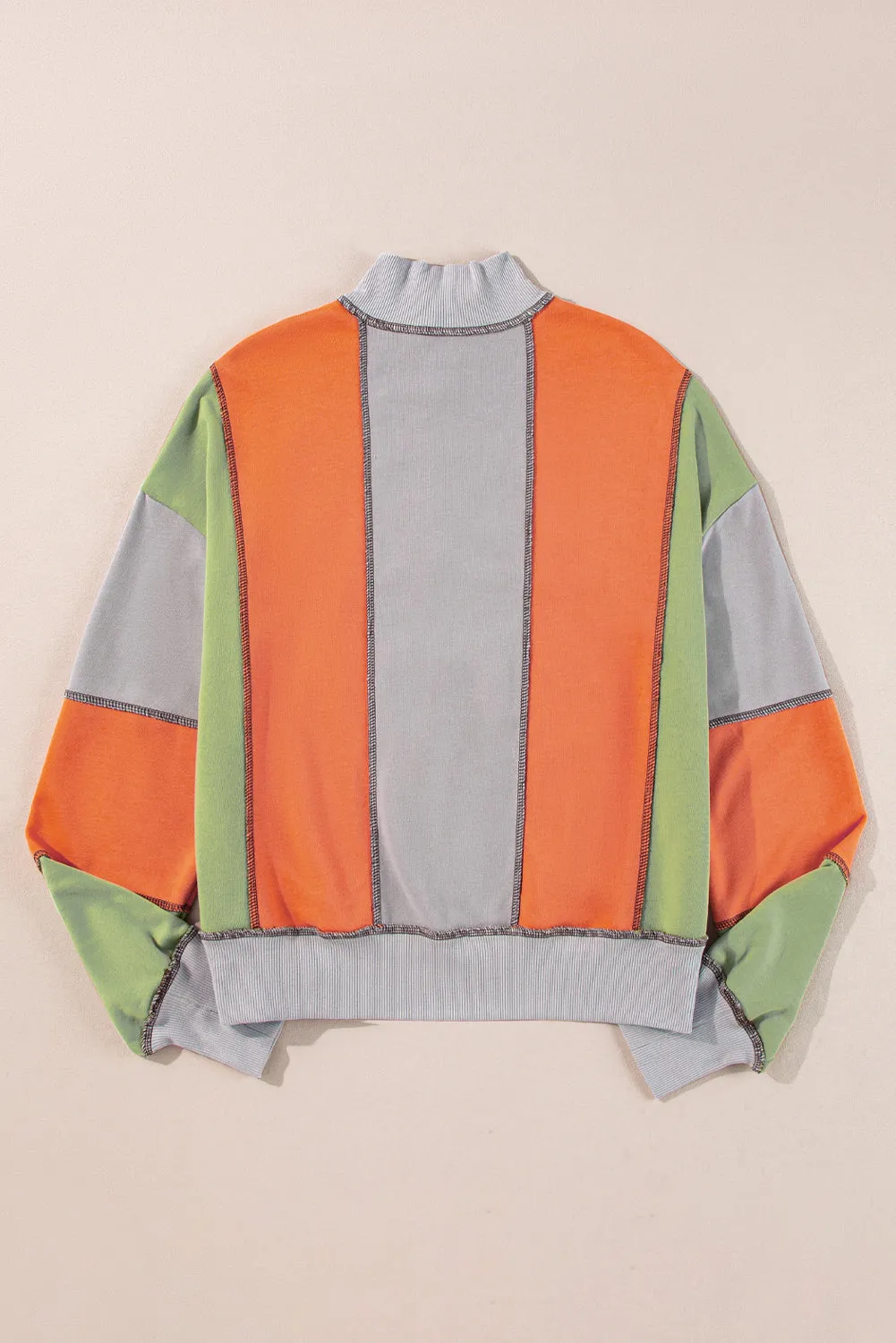 Lilah Block Stitching Half Zipper Sweatshirt