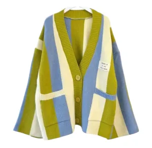 LINE FOR LINE STRIPE COLOR CARDIGAN - OLIVE MULTI