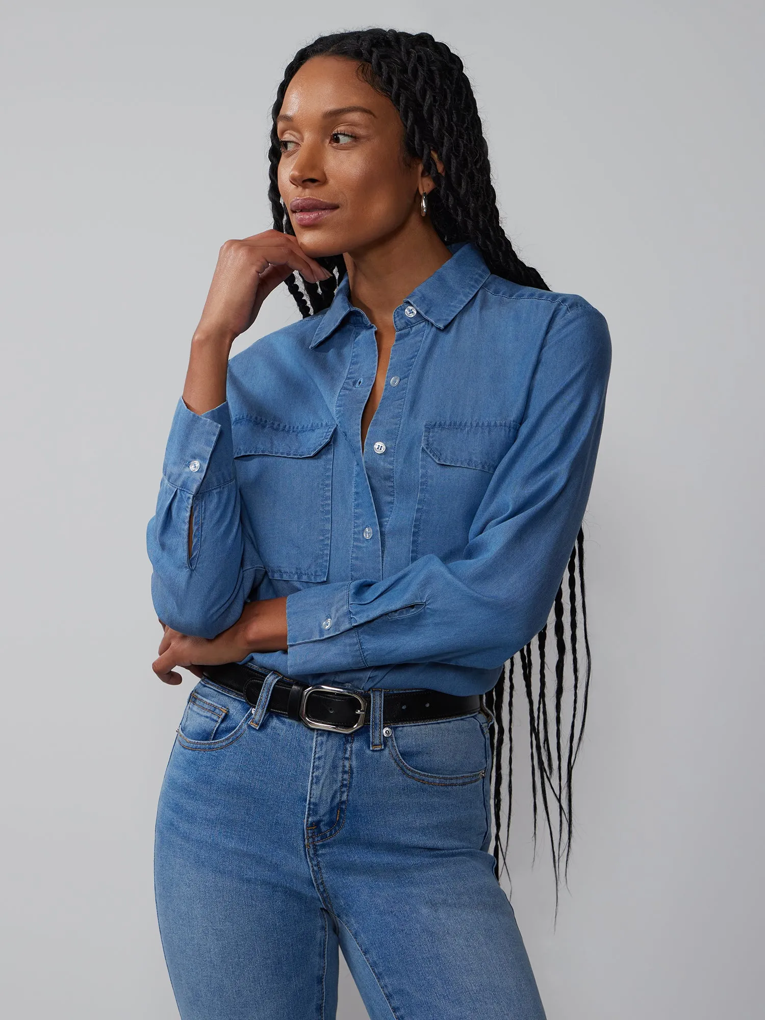 Long Sleeve Chambray Shirt