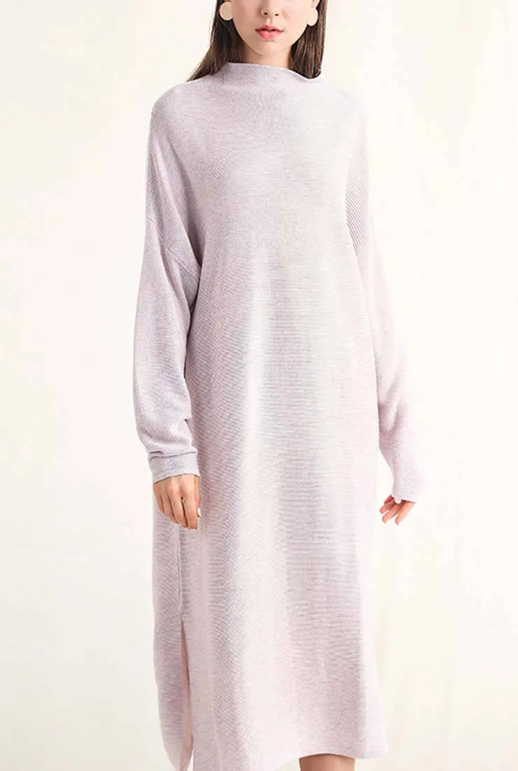 Long Sleeve Loose Sweater Midi Dress