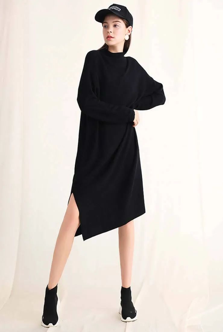 Long Sleeve Loose Sweater Midi Dress