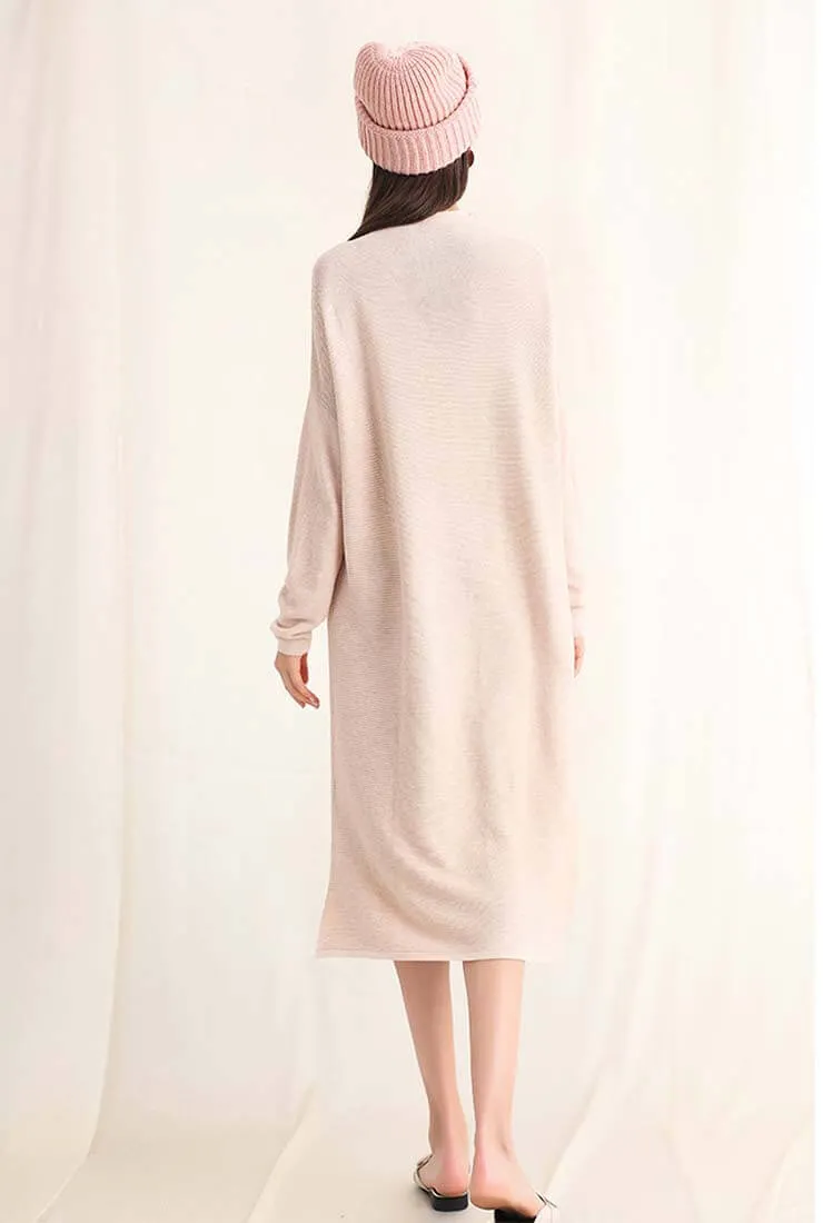 Long Sleeve Loose Sweater Midi Dress