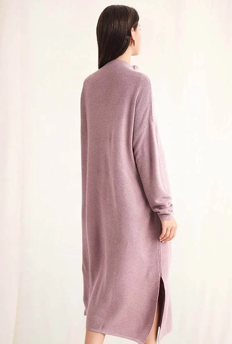 Long Sleeve Loose Sweater Midi Dress