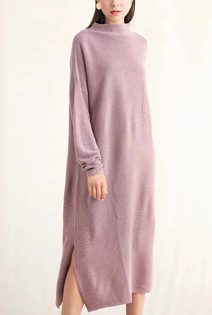 Long Sleeve Loose Sweater Midi Dress