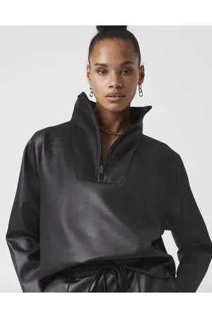 Maka Leather Look Jersey Top
