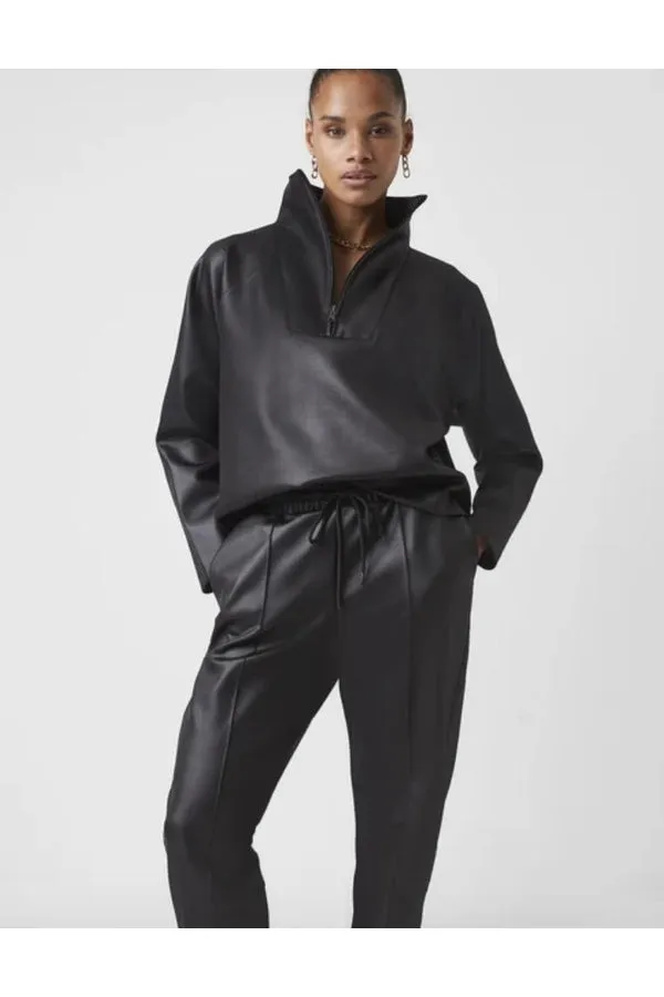 Maka Leather Look Jersey Top