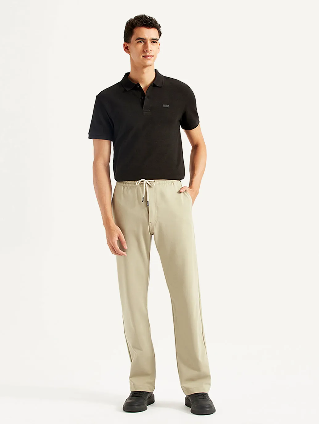 Men's Beige Relaxed Fit Tech Pants