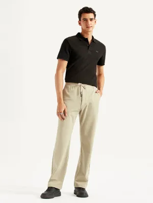 Men's Beige Relaxed Fit Tech Pants