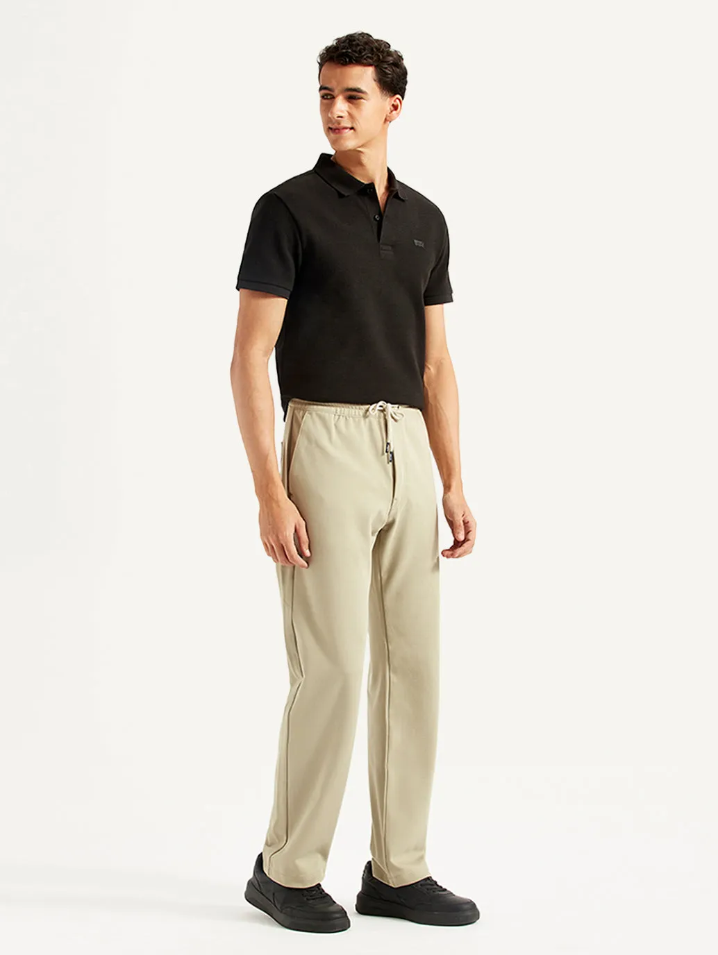 Men's Beige Relaxed Fit Tech Pants