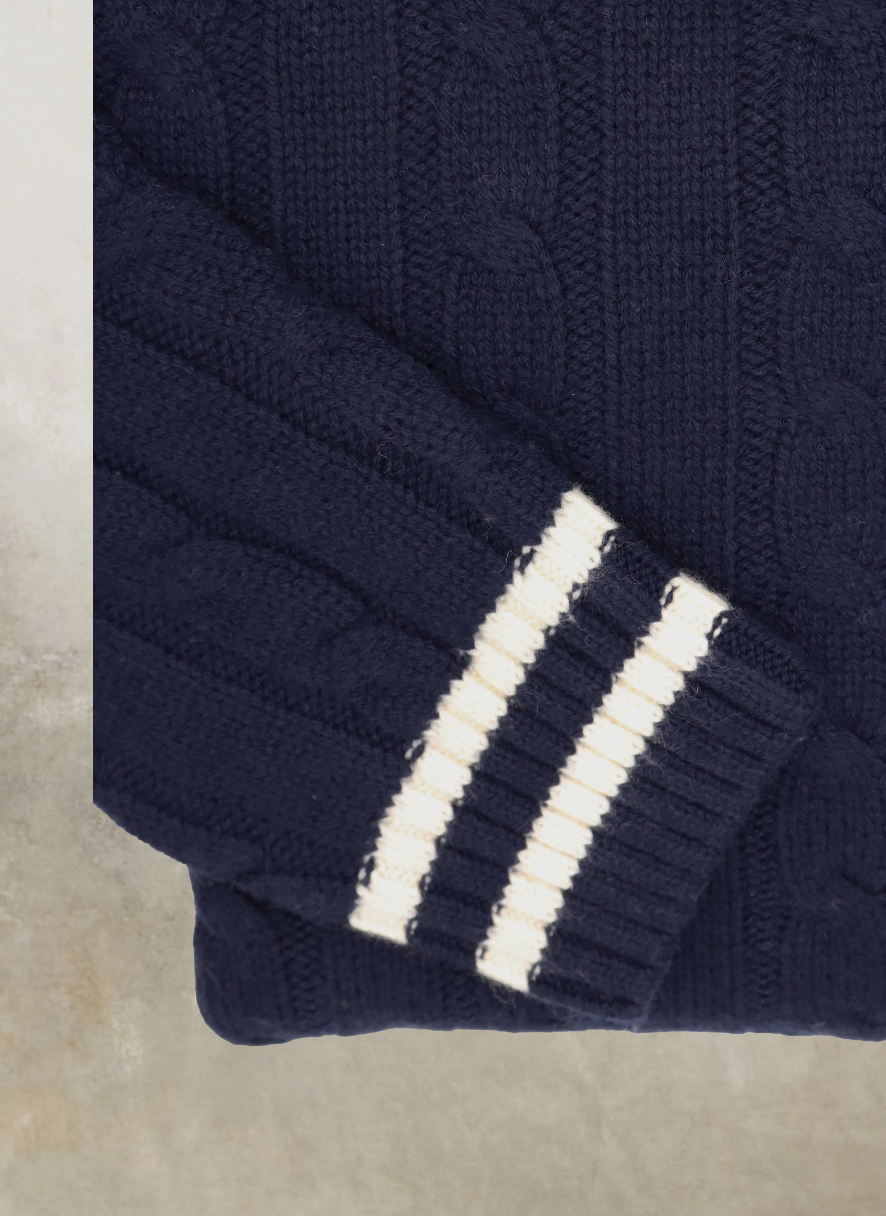 Men's Oslo Cashmere Mock-Neck Cable Sweater in Navy