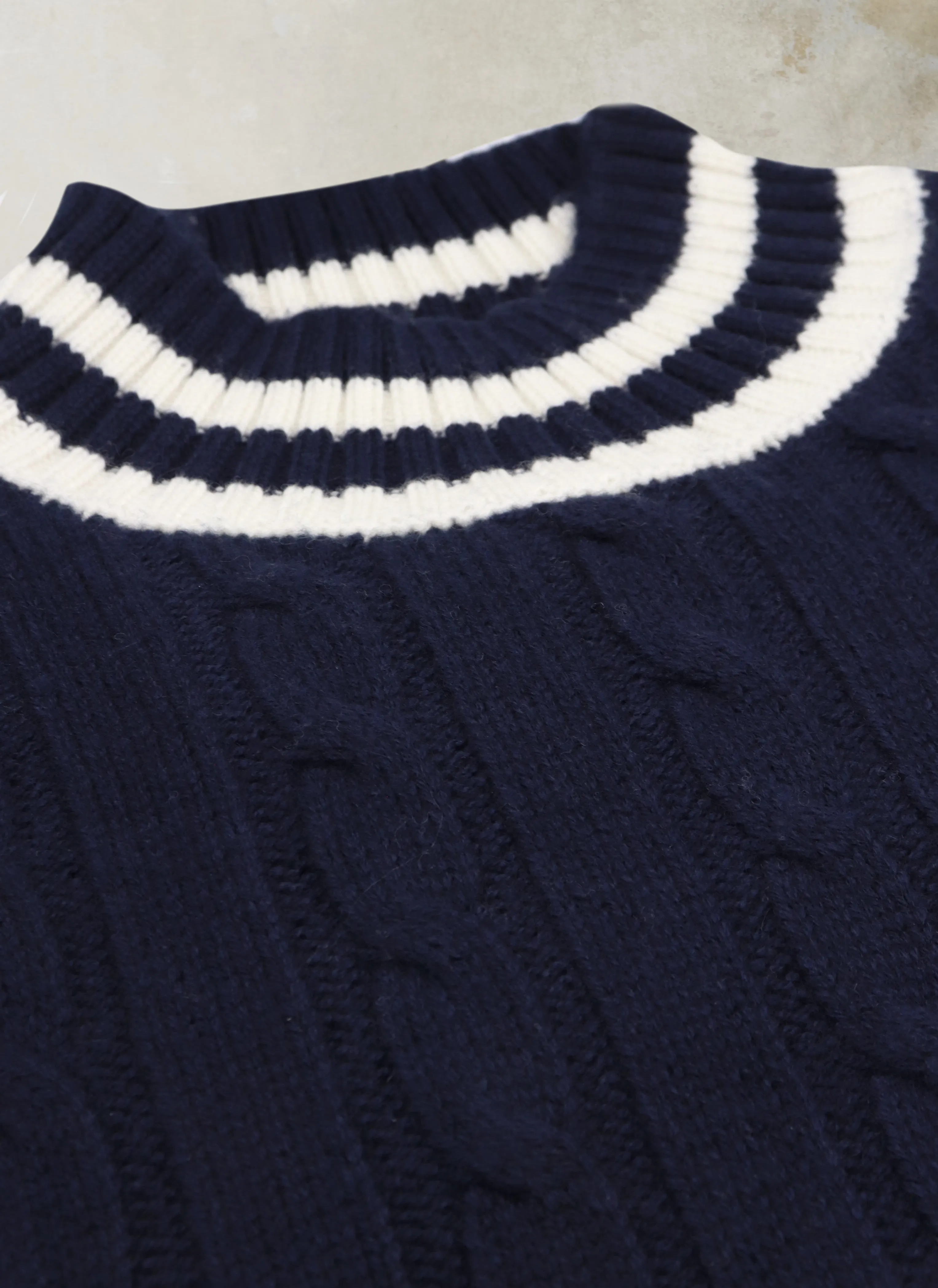 Men's Oslo Cashmere Mock-Neck Cable Sweater in Navy
