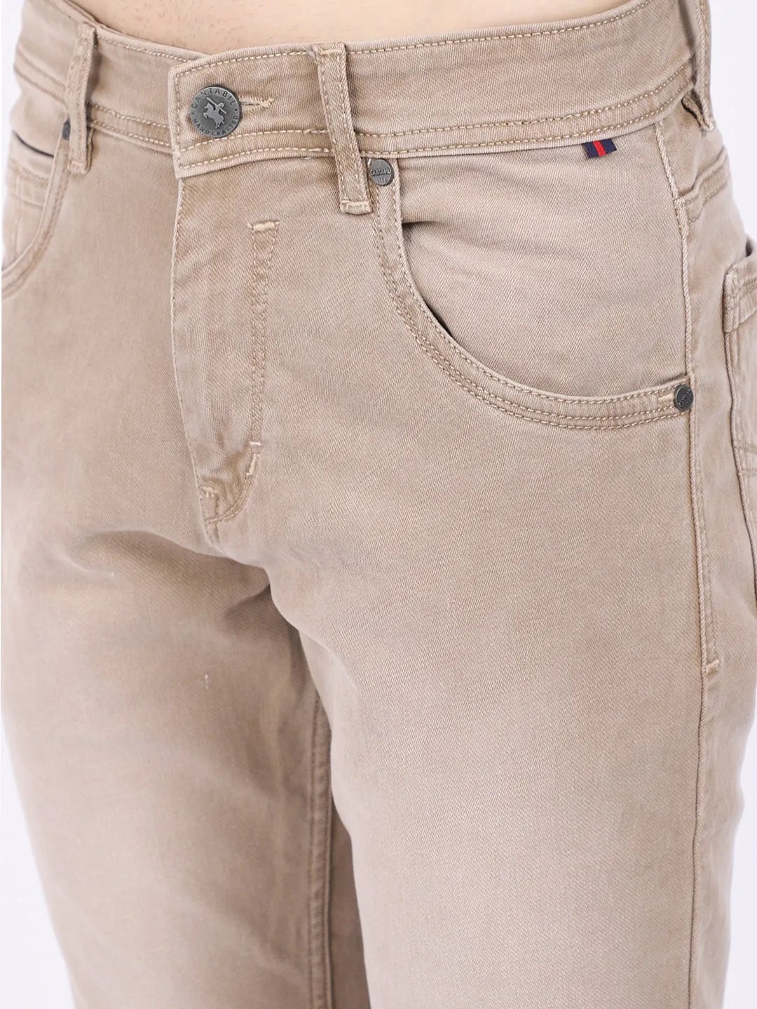 Men's Ultra Narrow fit Heavy Fade Khaki  Jeans