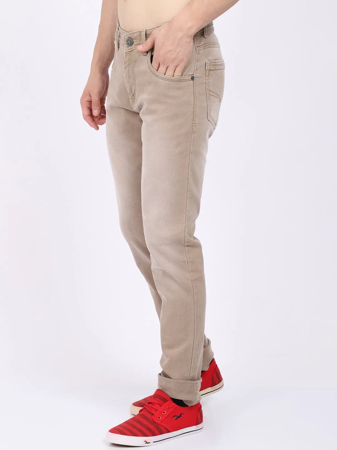 Men's Ultra Narrow fit Heavy Fade Khaki  Jeans