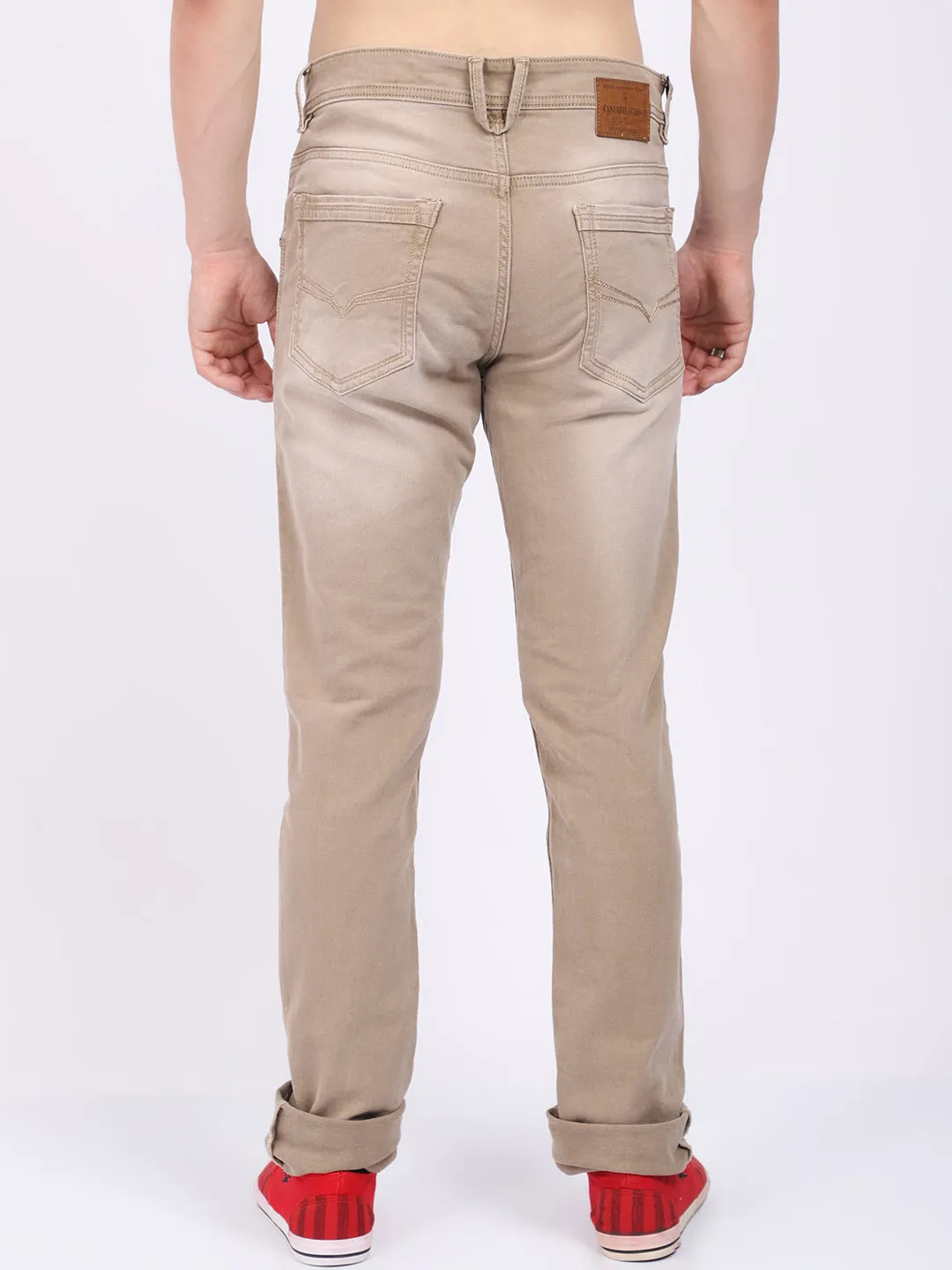 Men's Ultra Narrow fit Heavy Fade Khaki  Jeans