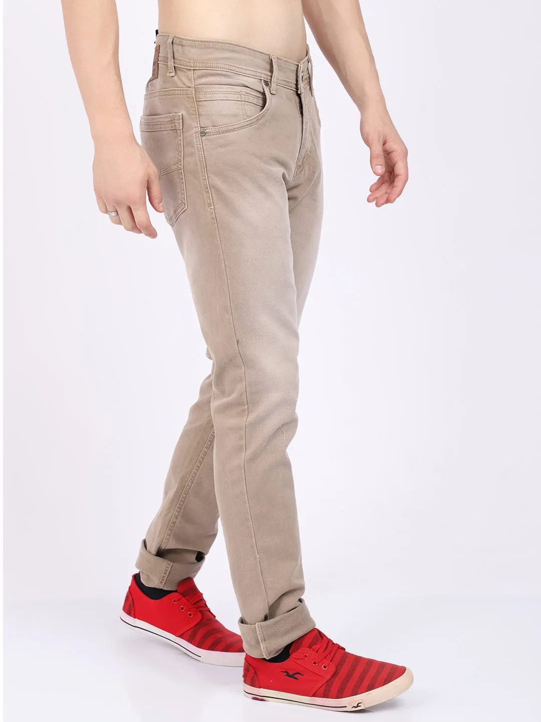 Men's Ultra Narrow fit Heavy Fade Khaki  Jeans