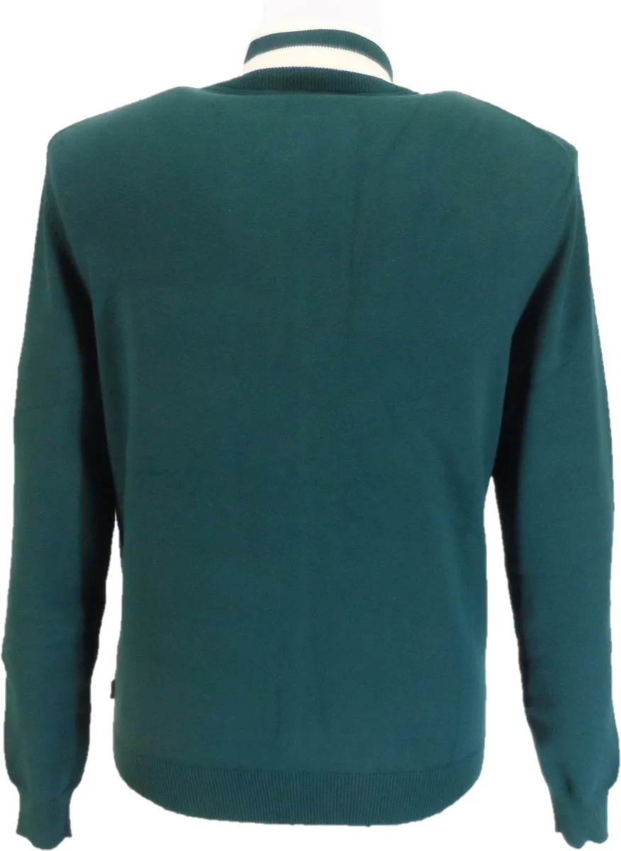 Merc Preston Green Mens Knitted Funnel Neck Zip Cardigan