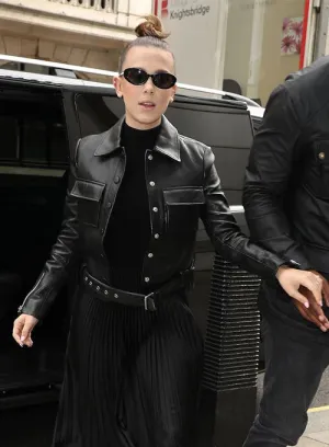 MILLIE BOBBY BROWN LEATHER JACKET
