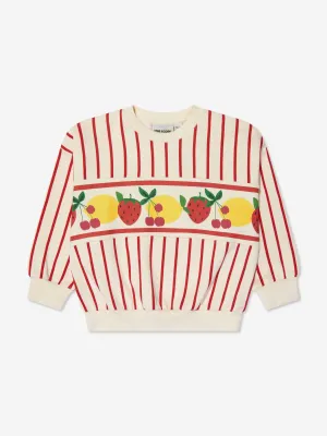 Mini Rodini Girls Fruits Border Stripe Sweatshirt in Multicolour