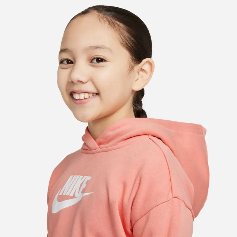 Nike Girls Club Hoodie Sweatshirt - Soft Pink with Bold Logo, Perfect for Everyday Style