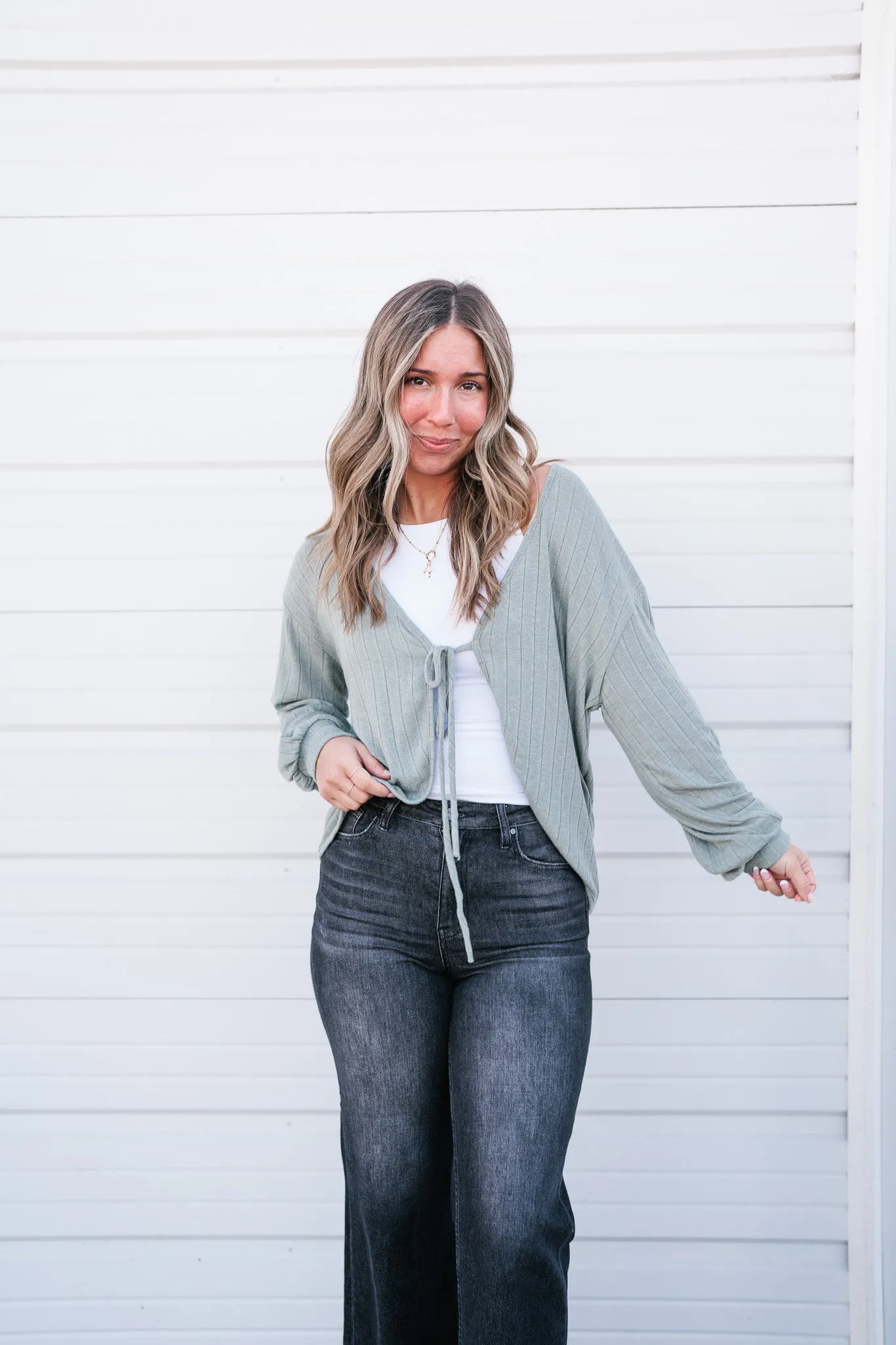 Olive You Tie Front Cardigan
