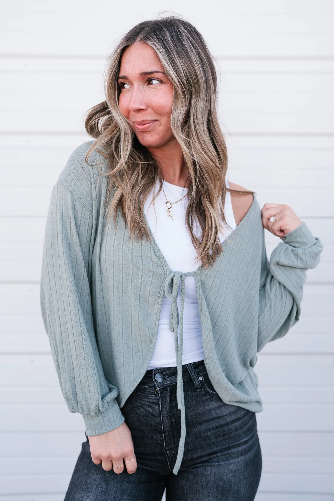 Olive You Tie Front Cardigan
