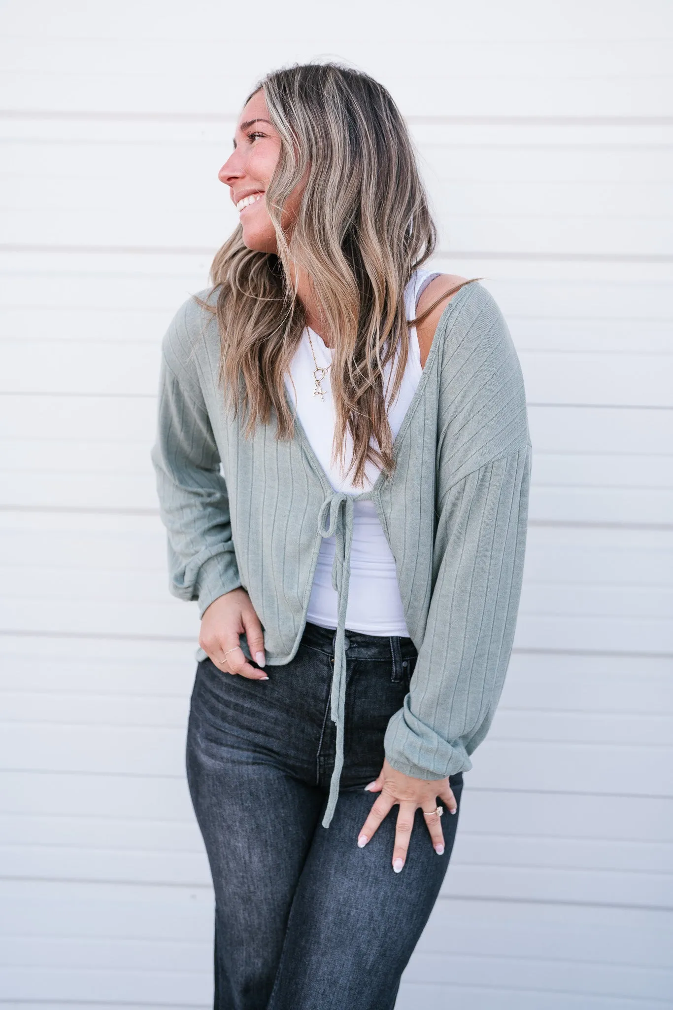 Olive You Tie Front Cardigan