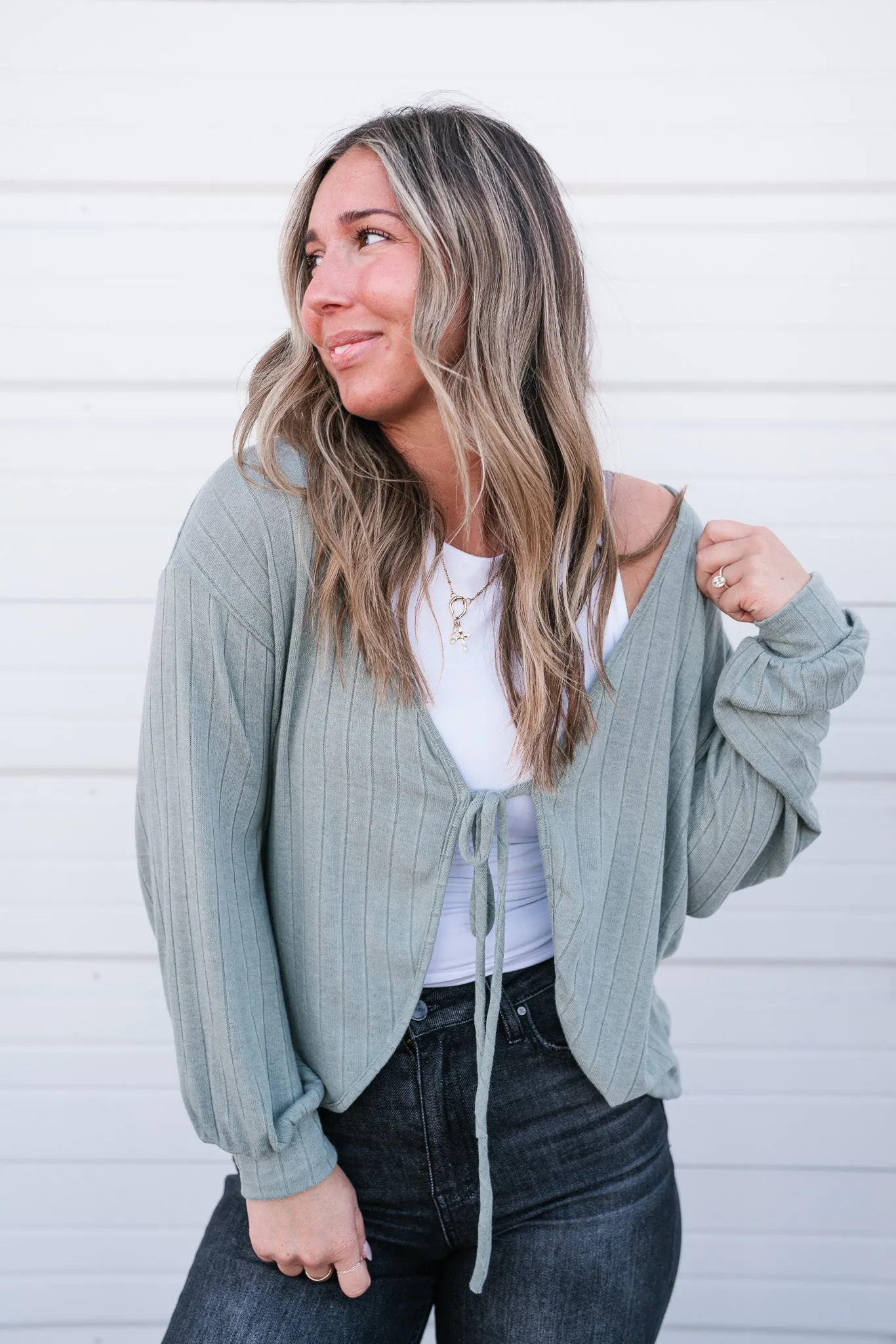 Olive You Tie Front Cardigan