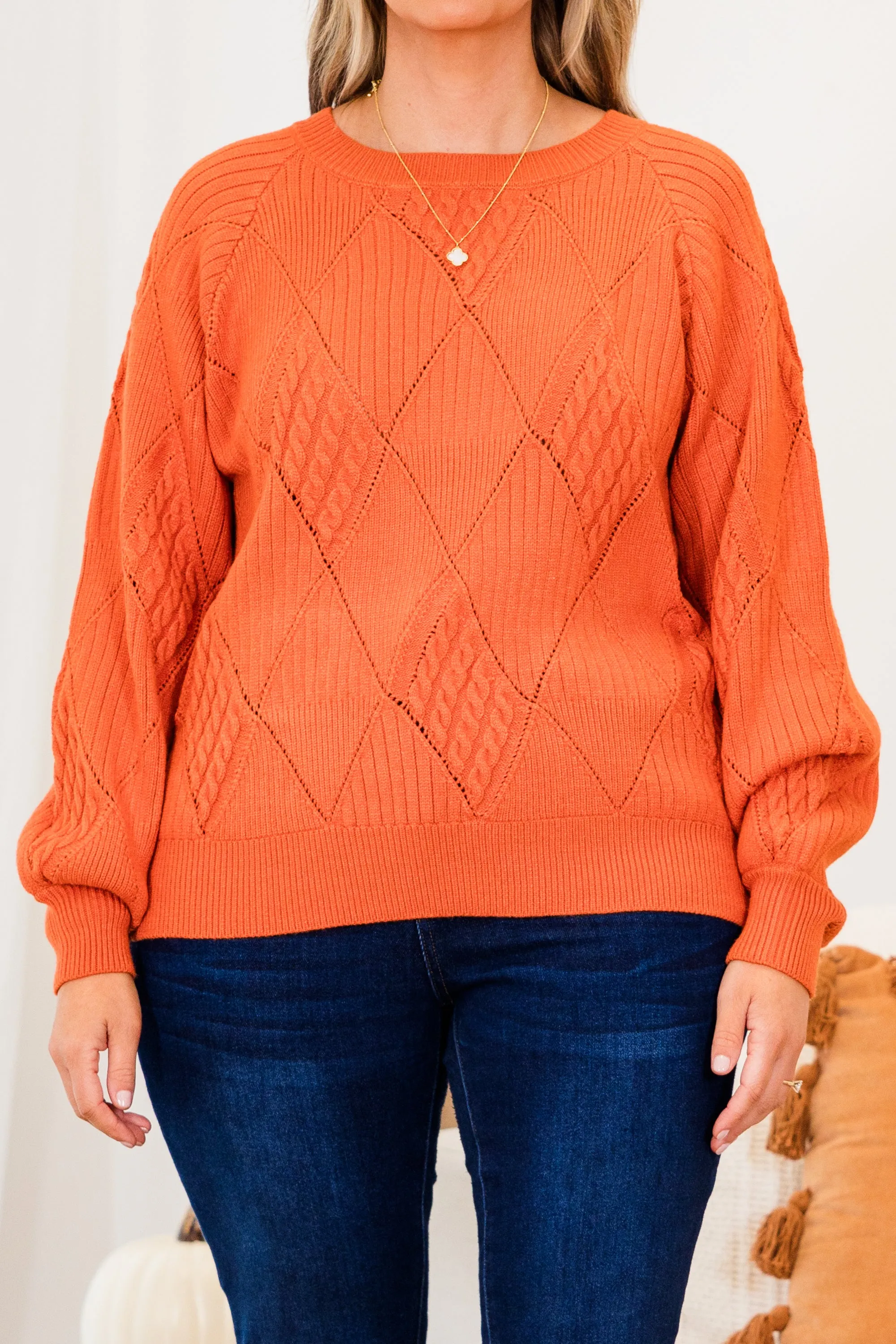 Open My Heart Sweater, Rust