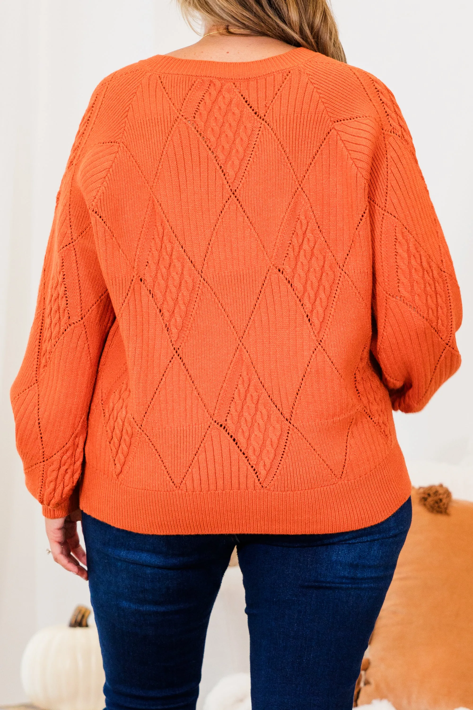 Open My Heart Sweater, Rust