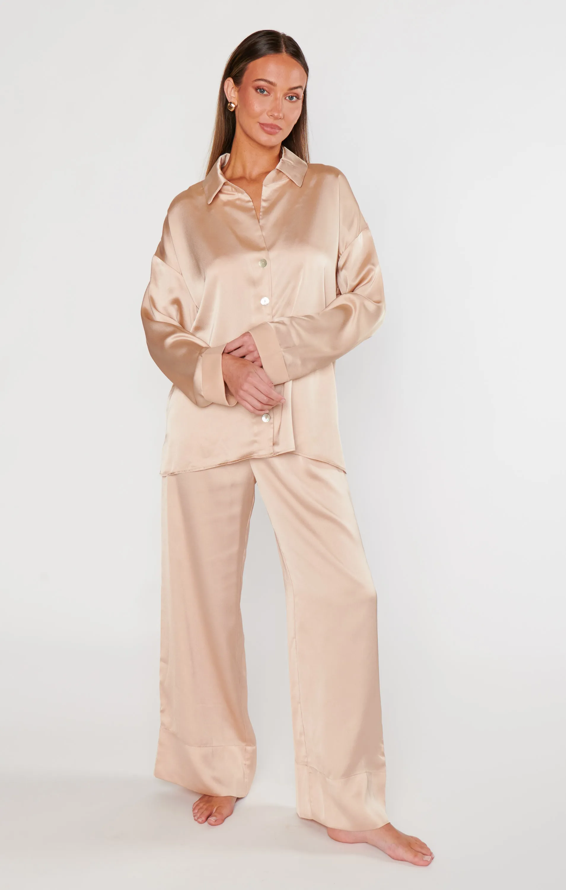 Prep Time Pants ~ Champagne Luxe Satin