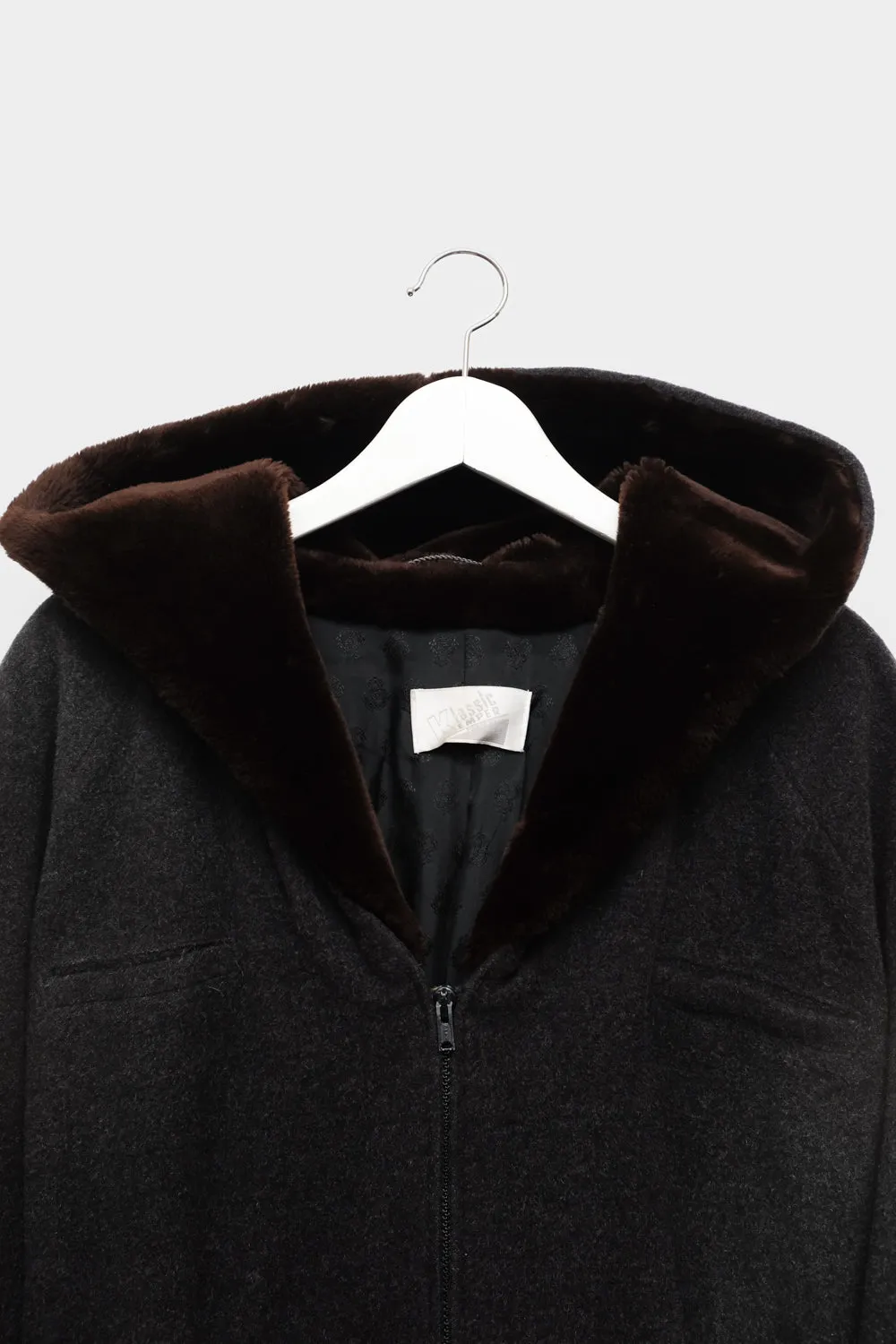 PURE CASHMERE WOOL WAISTED TEDDY HOODED JACKET