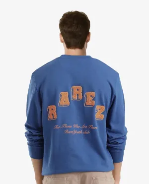 Rare Rabbit Men Kany-2 Blue Cotton Fabric Full Sleeve Towel Embroidered Regular Fit Sweatshirt